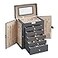 SONGMICS 6Layer Jewelry Box Organizer with 5 Drawers Jewelry Storage Case with Lock and Mirror Large Storage Capacity Gift for Loved Ones for Necklaces Watches Gray UJBC152G01