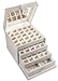 Glenor Co Earring Organizer Holder 75 Small 4 Large Slots Classic Jewelry Box with Drawer Modern Closure Mirror 4 Trays Earrings Ring or Chain Storage PU Leather Case Grey