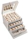 Glenor Co Earring Organizer Holder 75 Small 4 Large Slots Classic Jewelry Box with Drawer Modern Closure Mirror 4 Trays Earrings Ring or Chain Storage PU Leather Case Grey