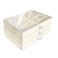 Jemjosh Clear Acrylic Velvet Jewelry Organizer with 3 Drawers Stackable Display Storage Earrings Necklace Rings Bracelets Box Holder Case for Women Beige