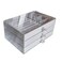 Jemjosh Clear Acrylic Velvet Jewelry Organizer with 3 Drawers Stackable Display Storage Earrings Necklace Rings Bracelets Box Holder Case for Women Grey