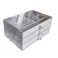 Jemjosh Clear Acrylic Velvet Jewelry Organizer with 3 Drawers Stackable Display Storage Earrings Necklace Rings Bracelets Box Holder Case for Women Grey