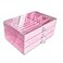 Jemjosh Clear Acrylic Velvet Jewelry Organizer with 3 Drawers Stackable Display Storage Earrings Necklace Rings Bracelets Box Holder Case for Women Pink