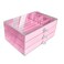 Jemjosh Clear Acrylic Velvet Jewelry Organizer with 3 Drawers Stackable Display Storage Earrings Necklace Rings Bracelets Box Holder Case for Women Pink