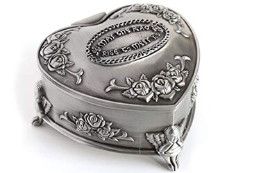Biddy Murphy Irish Gifts Irish Jewelry Box HeartShaped May the Road Rise Medallion Pewter Made in Ireland