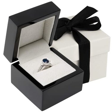 Noble Pack Noble Piano Wood Ring Box Luxury Engagement Ring Box for Proposal Ring or Special Occasions Comes with a Two Piece Packer and Ribbon Black