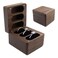 DSHOM Rustic Black Walnut Wooden Engagement Wedding Ring Bearer Box Solid Wood Square Ring Box for 3 Rings Soft Velvet Slots Wedding Ceremony Women Mens Ring Box