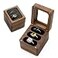 MUUJEE Wood 3 Slot Ring Box Glass Lid Wedding Ceremony Ring Bearer Box Walnut Wood with Clear Lid Proposal Engagement Ring Storage for Three Slots 225 x 2 x 2