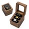 MUUJEE Wood 3 Slot Ring Box Glass Lid Wedding Ceremony Ring Bearer Box Walnut Wood with Clear Lid Proposal Engagement Ring Storage for Three Slots 225 x 2 x 2