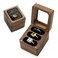 MUUJEE Wood 3 Slot Ring Box Glass Lid Wedding Ceremony Ring Bearer Box Walnut Wood with Clear Lid Proposal Engagement Ring Storage for Three Slots 225 x 2 x 2