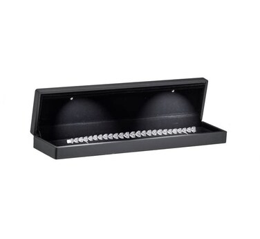 ALLURE BOXDISPLAY COMPANY Allure Luxury Bracelet Box With LED Light Elegant Diamond Bracelet Case For Unique Proposal Engagement Or Wedding Long Rectanglar Black Velvet Interior Jewelry Display Gif