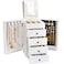 Meangood Jewelry Box Wood for Wowen 5Layer Large Organizer Box with Mirror 4 Drawers for Rings Earrings Necklaces White