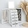 Meangood White Jewelry Box Wood for Women 6Layer Large Organizer Box with Mirror 5 Drawers for Rings Earrings Necklaces White