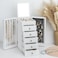 Meangood White Jewelry Box Wood for Women 6Layer Large Organizer Box with Mirror 5 Drawers for Rings Earrings Necklaces White