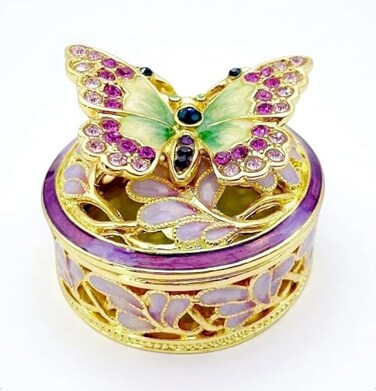 JWT Astyle Elegant Butterfly Jewelry Trinket BoxesEnameled Decorative Keepsake Ring Box Holder Necklace Earrings Organizer Home DecorButterfly Gifts for Women