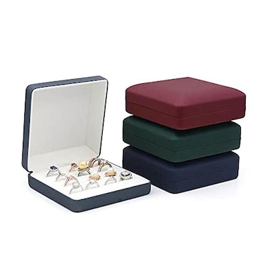 sadkew Small Ring Organizer Box Portable Rings Jewelry Holder Case Modern Ring Storage Tray Fit for WomenGirl for Travel blue