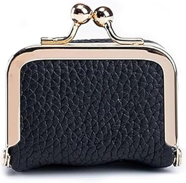 YUHATRG Mini Leather Jewelry Box Portable Travel Storage Organized For Necklace Ring Earring With Kiss Lock Black