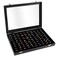 Bivisen Ring Display Case Organizer Box with Transparent Lid 100 Slots Ring Storage Display Box Case Tray Holder PU Leather Black
