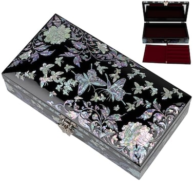 February Mountain Butterfly Pearl Jewelry Box with Removable ring tray Ideal Gift for Her on Any Occasion