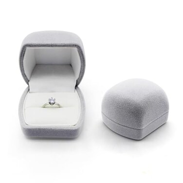 AfitLulu Luxury Ring Box Square Style Swan Velvet Ring Box Ring Jewelry Box for Unique Proposals Engagements and Weddings gray