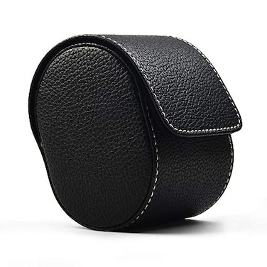 Oirlv Luxury Leather Watch Storage Box Travel Single Watch Case Jewelry Gift Box for Christmas Anniversary BirthdayBlack