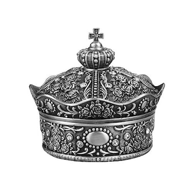 AVESON Creative Vintage Metal Alloy Crown Design Jewelry Box Ring Trinket Case Christmas Birthday Gift Small