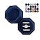 BLUTETE Velvet 3 Slots Jewelry Ring Box Engagement Wedding Box Keepsake Box Bridal Photo Ring Triple Slots Octagon Navy Blue