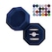 BLUTETE Velvet 3 Slots Jewelry Ring Box Engagement Wedding Box Keepsake Box Bridal Photo Ring Triple Slots Octagon Navy Blue