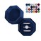 BLUTETE Velvet 3 Slots Jewelry Ring Box Engagement Wedding Box Keepsake Box Bridal Photo Ring Triple Slots Octagon Navy Blue