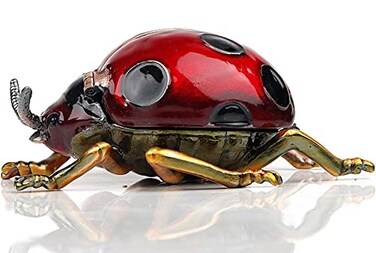 SEVENBEES Red Ladybug Figurines CollectiblesTrinket Box Hinged With Rich Enamel And Sparkling Rhinestones Jewelry Boxes Gift
