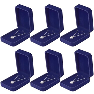 LETURE 6 Pieces Velvet Jewelry Gift Boxes for Necklace Pendant Bracelet Ring Earring Jewelry Storage Display Case for Christmas Wedding Engagement Birthday Anniversary Pendant Box6PCSBLUE
