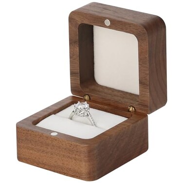 LETURE Wooden Ring Box with Single Slot 2 Slot personalized small Wood Ring Jewelry Box for Proposal Engagement Wedding Ceremony White1Slot