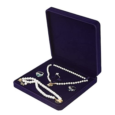 LETURE Velvet Jewelry Set Box Velvet Gift Box for Bracelet Necklace Earring Ring Blue