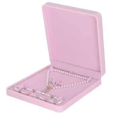 LETURE Velvet Jewelry Set Box Velvet Gift Box for Bracelet Necklace Earring Ring Pink