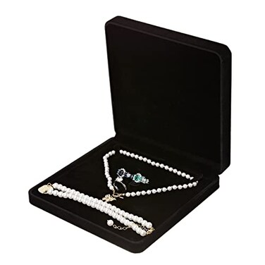 LETURE Velvet Jewelry Set Box Velvet Gift Box for Bracelet Necklace Earring Ring Black