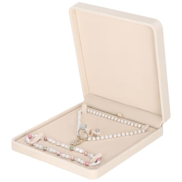 LETURE Velvet Jewelry Set Box Velvet Gift Box for Bracelet Necklace Earring Ring Apricot