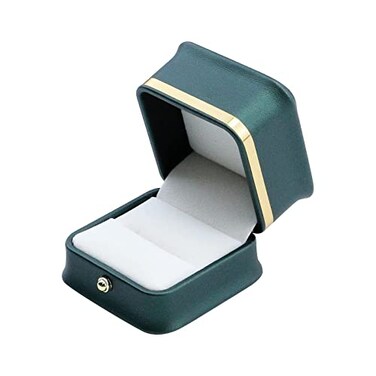 MY MIRONEY PU Leather Ring Box Blackish Green Jewelry Gift Case Ring Storage Case for Proposal Engagement Wedding 228 x 228 x 197