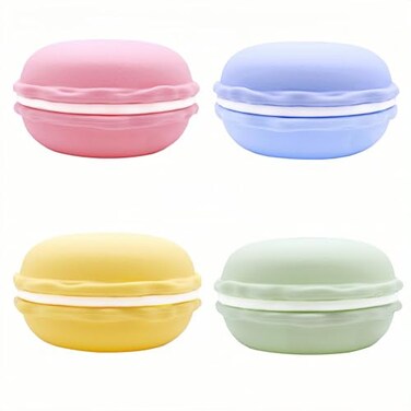 HAN SHENG 4 Pack Large 4 Inch Macaron Jewelry Organizer Box Decorative Earring Storage Case Container for Earrings Rings Necklaces Blue Green Pink Yellow