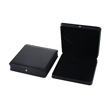JunningGor Wedding Jewelry Set Premium Leather Box Necklace Earring Ring Display Case Storage Holder Big Black