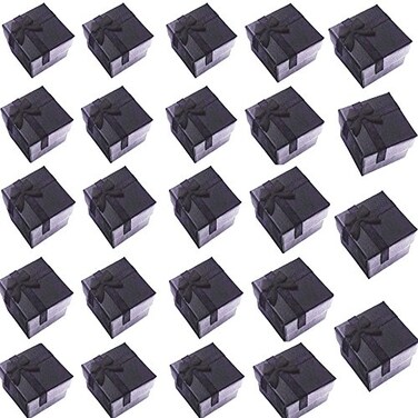 Glitterymall SKEMIX 24PCS Cardboard Jewelry Bangle Gift Boxes Ring Earrings Pendant Box Holder Black or White Insert