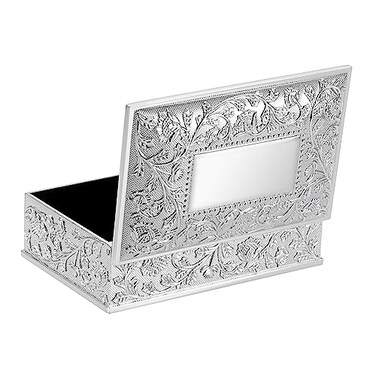 Hipiwe Rectangular Silver Jewelry Box Small Trinket Storage Box Deluxe Treasure Chest Case Earring Ring Necklace Organizer Decorative Keepsake Box Christmas Gift for Women