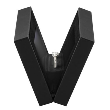 ALLURE BOXDISPLAY COMPANY Allure Slim Ring Box With LED Light Square Shaped Elegant Flat Diamond Ring Case Small Black Velvet Interior Jewelry Display Gift Box For Unique Proposal Engagement Or Wed