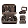 CONTACTS Full Grain Leather Jewelry Box for Men Travel Jewelry Organizer by Handmade Zipper Jewelry Cufflinks Ring Necklace Bracelet Storage Case with Mirror Rectangularmirror Coffee