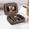 CONTACTS Full Grain Leather Jewelry Box for Men Travel Jewelry Organizer by Handmade Zipper Jewelry Cufflinks Ring Necklace Bracelet Storage Case with Mirror Rectangularmirror Coffee