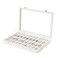 Coward Ring Organizer Jewelry Box Beige Velvet 100 Slots Ring Display Tray Case with Transparent Glass Lid for Home Use or Store Selling Show