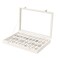 Coward Ring Organizer Jewelry Box Beige Velvet 100 Slots Ring Display Tray Case with Transparent Glass Lid for Home Use or Store Selling Show