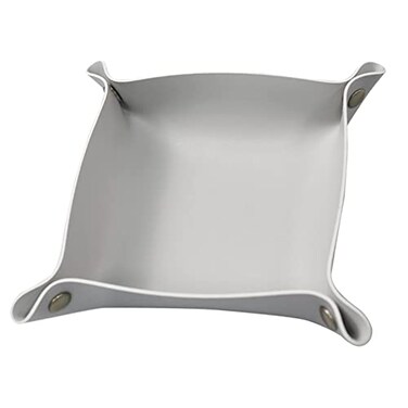 Banugo Leather Jewelry Valet Tray Small Catchall Tray Key Tray for Entryway Table Nightstand Suitable for Travel Storage Home or Office Light GreyS