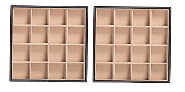 Glenor Co Earring Organizer Tray Set of 2 Stackable 32 Slots Jewelry Storage Trays Display on Dresser or Drawer Compatible with Other Trays Black