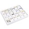 MOOCA Premium White Leatherette Horizontal Earring Cards Display Tray with 24 Earring Cards Showcase Display for Jewelry Pendant Collection 10 14 W x 7 12 D x 1 H in
