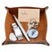 boshiho Valet Tray for Men Leather Jewelry Catchall Key Phone Coin Box Change Caddy Bedside Storage Box Crazy Horse Leather Dark Brown